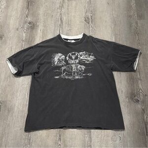 Vintage Faded Bison Animal Print Shirt !